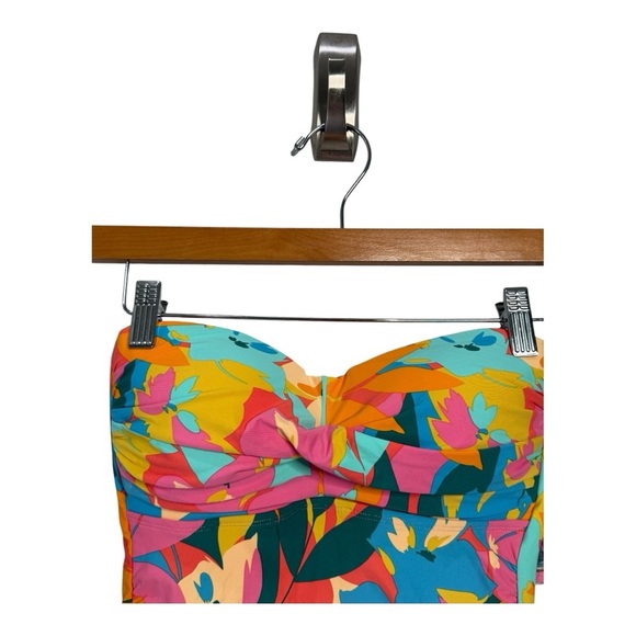 Anne Cole Strapless Floral Bandeau Tankini Top with straps Size Small NEW - Picture 3 of 13